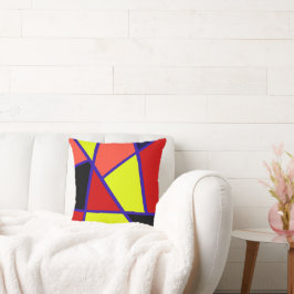 Cojín Decorativo Resumen Art Black Yellow Coral Minimalismo