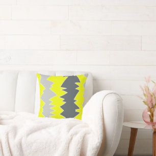 Cojín Decorativo Resumen Art Palo Gris Carbón amarillo pálido
