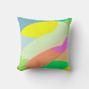 Cojín Decorativo Resumen Art Pastel Coral Lavender Amarillo