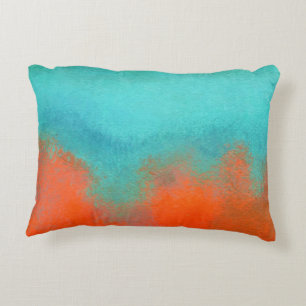 Cojín Decorativo Resumen Art Sky Fire Lava Coral Turquoise Naranja
