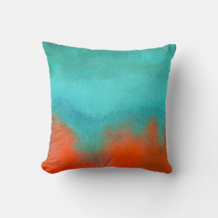 Cojín Decorativo Resumen Art Sky Fire Lava Coral Turquoise Naranja