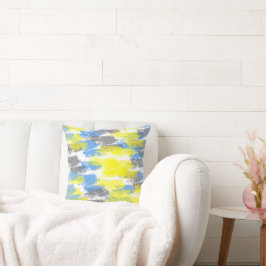 Cojín Decorativo Resumen Arte Azul Blanco Azul Amarillo Gris Minima