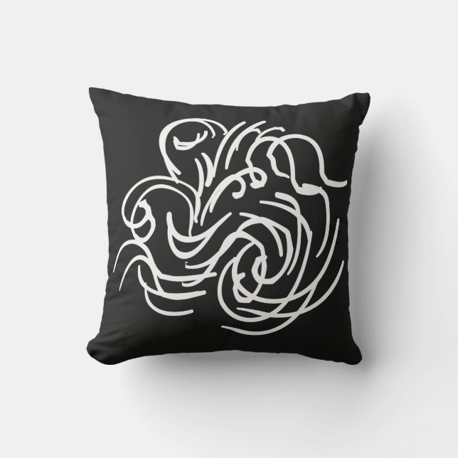 Cojín Decorativo Resumen arte de líneas geométricas blancas moderna (Anverso)