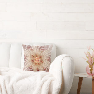 Cojín Decorativo Resumen Arte Fractal Peach Pastel Moderno