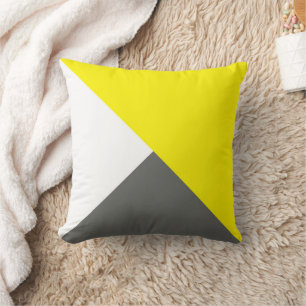 Cojín Decorativo Resumen Arte Minimalismo Blanco amarillo gris