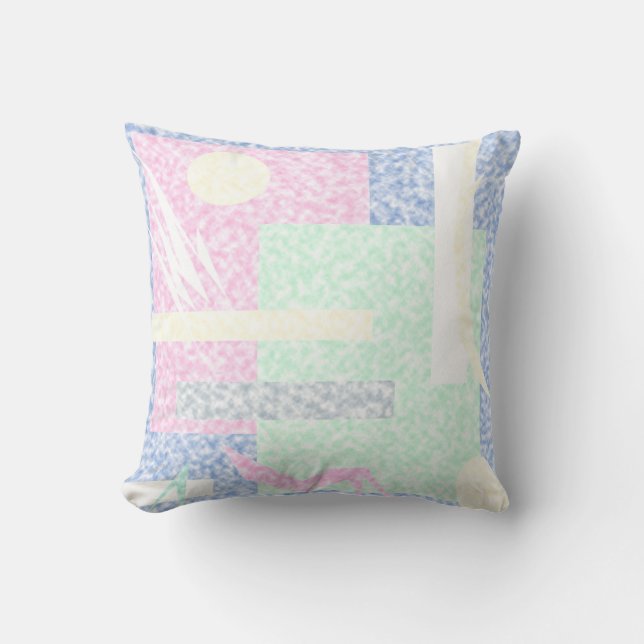 Cojín Decorativo Resumen Arte Pastel Tema Nubes turquesa rosadas (Anverso)