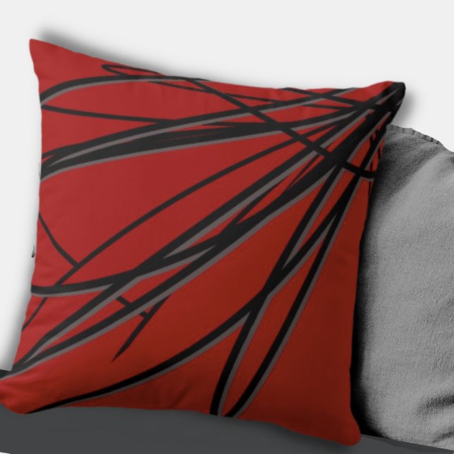 Cojín Decorativo Resumen artístico moderno rojo negro y gris (Subido por el creador)
