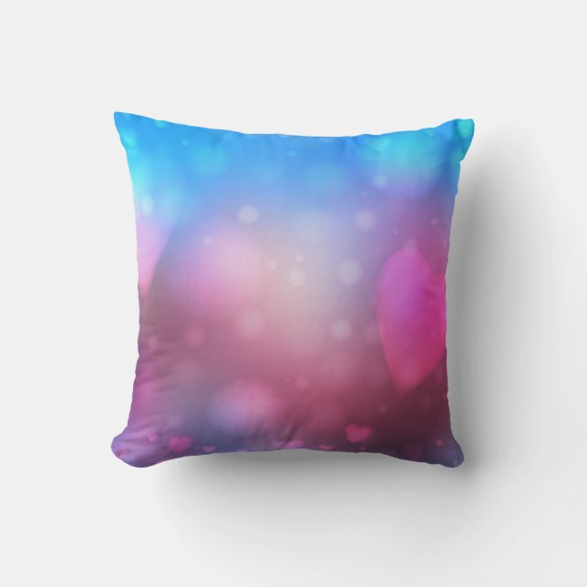 Cojín Decorativo Resumen azul borroso suave y fondo rosa con (Anverso)