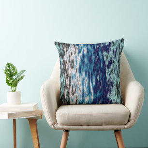 Cojín Decorativo Resumen azul negro y blanco