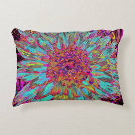 Cojín Decorativo Resumen azul Verde azulado psicodélico Dahlia deco