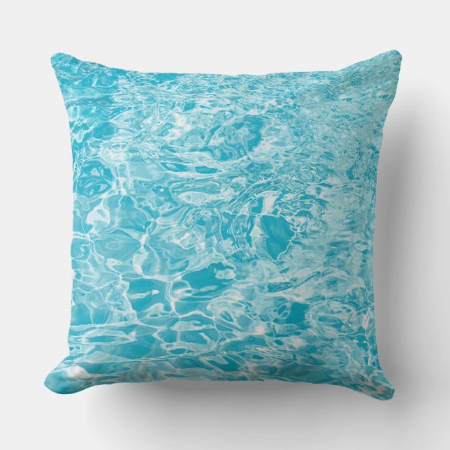 Cojín decorativo Resumen Azul Y Blanco Líquido (Anverso)
