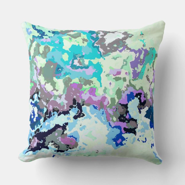 Cojín Decorativo Resumen azul y púrpura (Anverso)