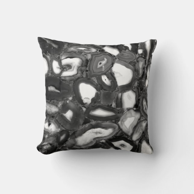 Cojín Decorativo Resumen Blanco negro agates geode (Anverso)
