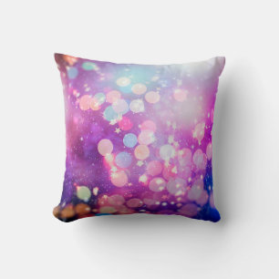 Cojín Decorativo Resumen borroso de shi brillo azul y plateado