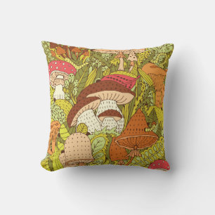 Cojín Decorativo Resumen Bosque de hongos: Patrón artístico