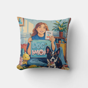 Cojín Decorativo Resumen Cartoon perro mamá cachorro