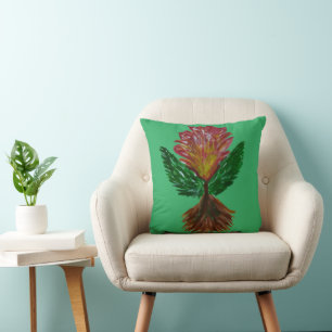 Cojín Decorativo Resumen Colorido acuarela Floral Fantasía arte