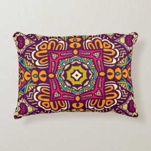 Cojín Decorativo Resumen colorido festivo granate étnico tribal