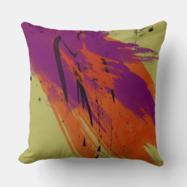 Cojín Decorativo Resumen de arte acuarelas Naranja Verde morado neg