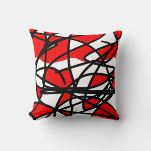 Cojín Decorativo Resumen de arte blanco negro rojo