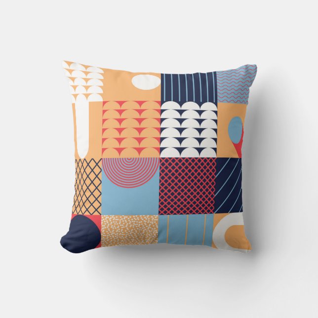 Cojín Decorativo Resumen de arte cuadrado: diseño geométrico. (Anverso)