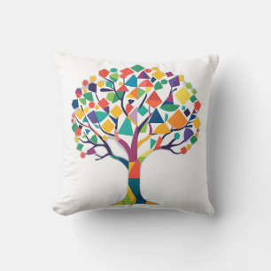 Cojín Decorativo Resumen de arte de árbol geométrico