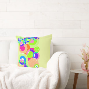 Cojín Decorativo Resumen de arte espiral retro arcoiris Pastel Verd