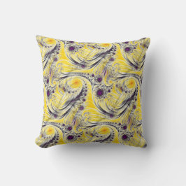 Cojín Decorativo Resumen de arte fractal amarillo