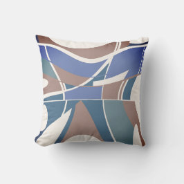 Cojín Decorativo Resumen de arte marrón azul Verde azulado fuera de