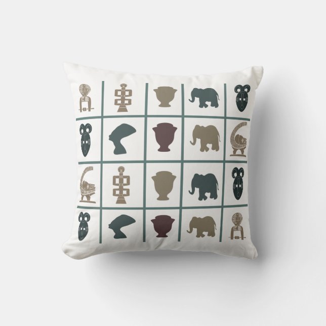 Cojín Decorativo Resumen de arte tribal africano (Anverso)