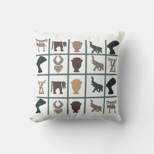 Cojín Decorativo Resumen de arte tribal africano (Anverso)