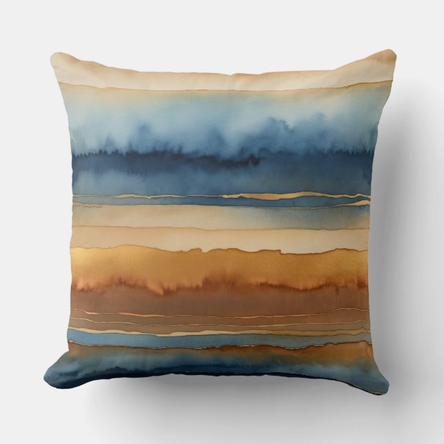 Cojín Decorativo Resumen de café y crema azul (Anverso)