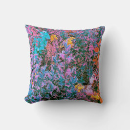 Cojín Decorativo Resumen de color rosa, verde rosado y follaje de j
