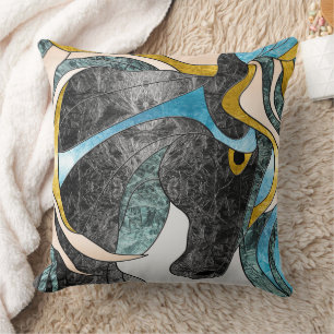 Cojín Decorativo Resumen de cristales manchados de arte de caballos