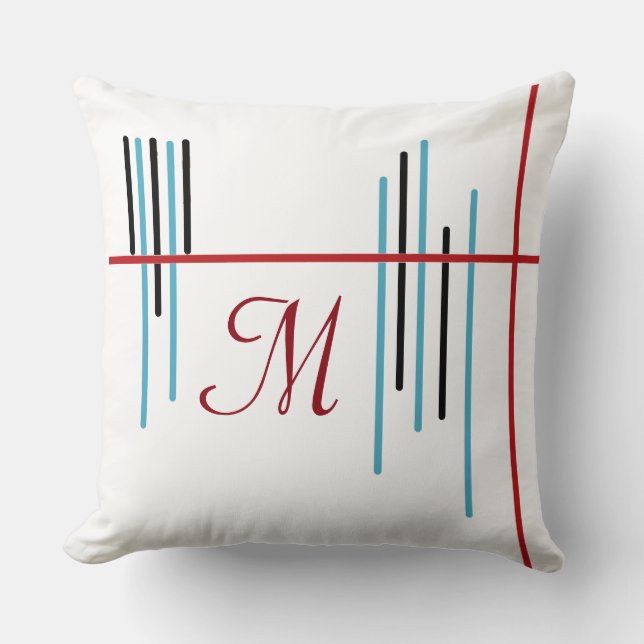 Cojín Decorativo Resumen de diseño de línea 1 con monograma (Anverso)