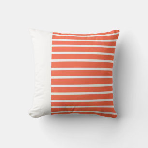 Cojín Decorativo Resumen de diseño de rayas de color blanco y rosa