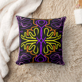 Cojín Decorativo Resumen de diseño morado, amarillo, naranja y rosa