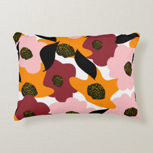 Cojín Decorativo Resumen de doodles coloridos flores y hojas atrás