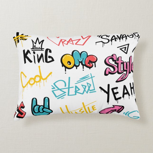 Cojín Decorativo Resumen de elementos de letras de graffiti calleje (Anverso)