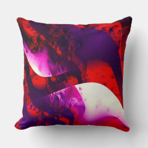 Cojín Decorativo Resumen de fantasía fractal violeta roja