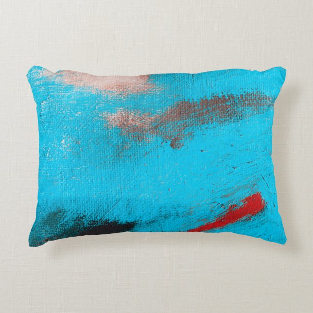 Cojín Decorativo Resumen de fondo artístico, pintura, fino, azul, l (Anverso)