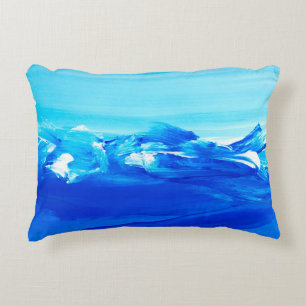 Cojín Decorativo Resumen de fondo de pintura azul. Arte moderno.