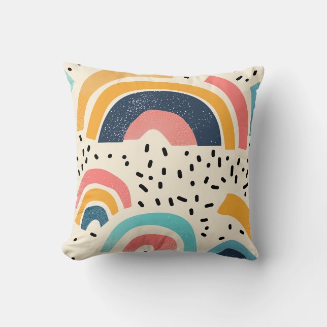 Cojín Decorativo Resumen de formas curvadas con guiones (Anverso)