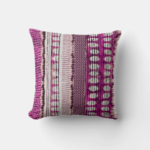 Cojín Decorativo Resumen de frontera étnica de Fuchsia