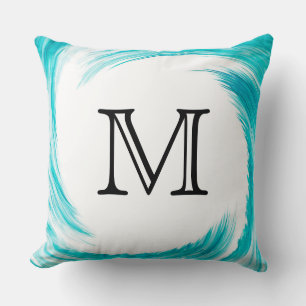 Cojín Decorativo Resumen de giro turquesa monograma