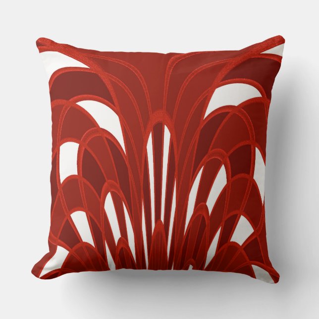 Cojín Decorativo Resumen de hongos - Art Deco - Cardenal (Anverso)