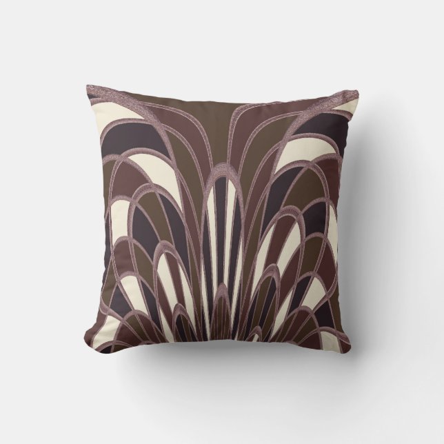 Cojín Decorativo Resumen de hongos - Art Deco - Mulberry (Anverso)