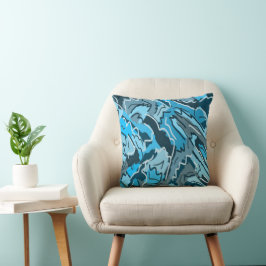 Cojín Decorativo Resumen de Icy Blue Marbble