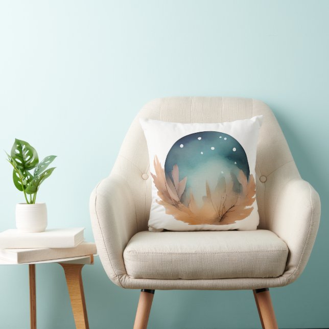 Cojín Decorativo Resumen de la acuarela del nido celeste (Silla)