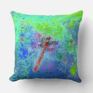 Cojín Decorativo Resumen de la libélula en azul